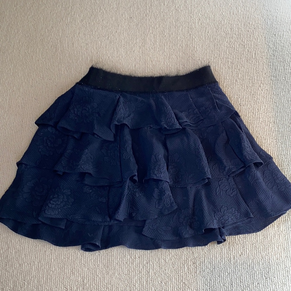 Navy Ruffle Mini Skirt